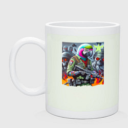 Кружка керамическая Cool parrot - special forces, цвет: фосфор