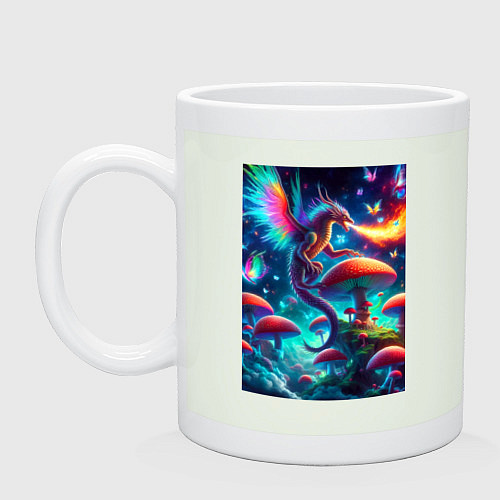 Кружка Сказочный дракон на планете неоновых грибов / Фосфор – фото 1