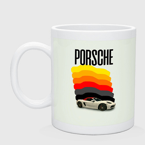 Кружка Автомобиль Porsche на фоне флага ФРГ / Фосфор – фото 1