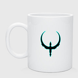 Кружка керамическая Чёрно-голубой знак quake, цвет: белый
