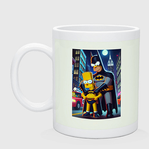 Кружка Batsimpson with son Bart - ai art fantasy / Фосфор – фото 1