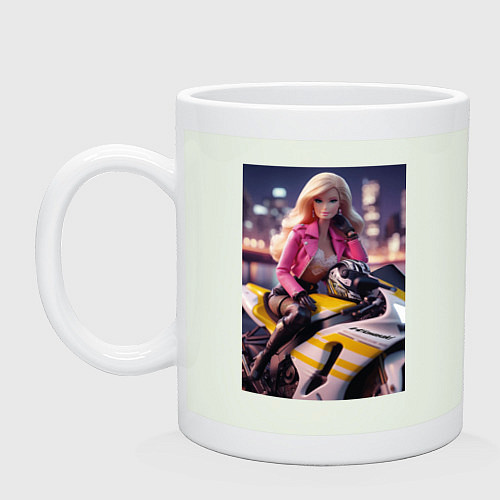 Кружка Barbie on a Kawasaki sports motorcycle / Фосфор – фото 1