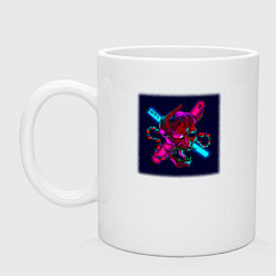 Кружка керамическая Неоновый демон они, цвет: белый