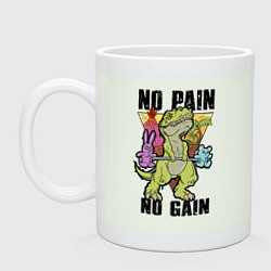 Кружка керамическая T Rex GYM - no pain no gain, цвет: фосфор