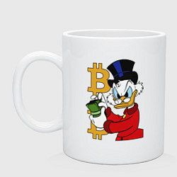 Кружка керамическая Duck tales - Scrooge bitcoin, цвет: белый