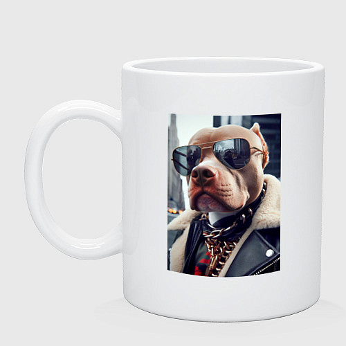 Кружка Чувак питбуль в тёмных очках / Белый – фото 1