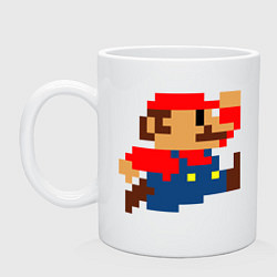 Кружка керамическая Mario 8 bit, цвет: белый