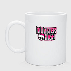 Кружка керамическая Monster High надпись, цвет: белый