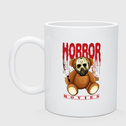 Кружка керамическая Медвежонок в маске из пятница 13, цвет: белый