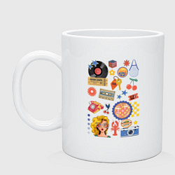 Кружка керамическая Ретро вещи из 90 годов, цвет: белый