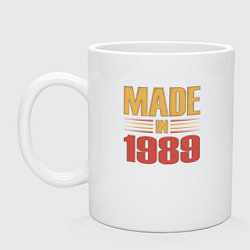 Кружка керамическая Сделано в 1989 сепия, цвет: белый