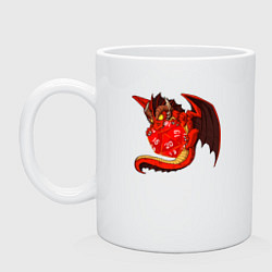 Кружка керамическая Red dragon holding a dice, цвет: белый