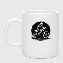 Кружка керамическая Мотокросс черный, цвет: белый