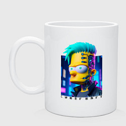 Кружка керамическая Кибер Барт - нейроарт фантазия, цвет: белый