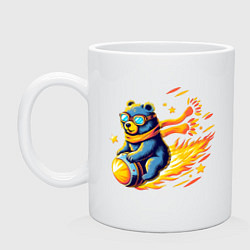 Кружка керамическая Медведь-метеорит, цвет: белый