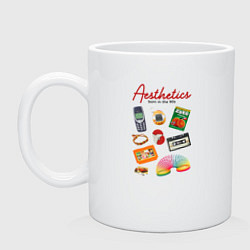 Кружка керамическая Эстетика рождённых в 90-х, цвет: белый