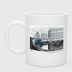 Кружка керамическая Синий мост, цвет: белый