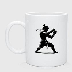 Кружка керамическая Тайский боксер, цвет: белый
