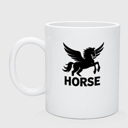 Кружка керамическая Конь с крыльями, цвет: белый