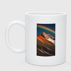 Кружка керамическая Гора и радуга вечером, AI, цвет: белый