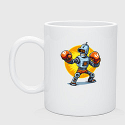 Кружка керамическая Робот-сгибальщик Бендер профессиональный боксёр, цвет: белый