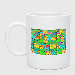 Кружка керамическая Яркие тропические рыбки паттер, цвет: белый