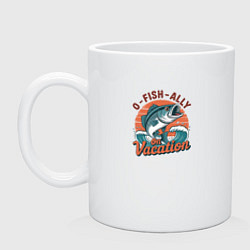 Кружка керамическая Рыба в морских волнах, цвет: белый