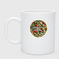 Кружка керамическая Creative mind - цветы и бумажный квиллинг, цвет: белый