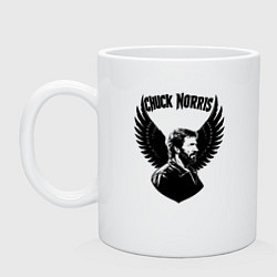 Кружка керамическая Чак Норрис с крыльями, цвет: белый
