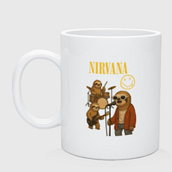Кружка керамическая Nirvana ленивцы, цвет: белый