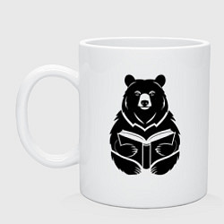 Кружка керамическая Пермский медведь с книгой, цвет: белый