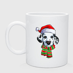 Кружка керамическая Новогодний далматинец, цвет: белый