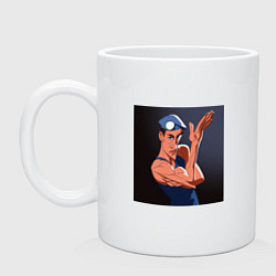 Кружка керамическая Жан Клод Ван Дамм, цвет: белый