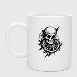 Кружка керамическая Пиратский штурвал, цвет: белый