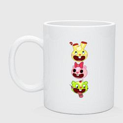 Кружка керамическая Happy Three Friends heads, цвет: белый