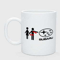 Кружка керамическая I love subaru, цвет: белый