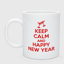 Кружка керамическая Keep Calm & Happy New Year, цвет: белый