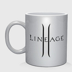 Кружка керамическая Lineage logo, цвет: серебряный
