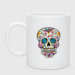 Кружка керамическая Skull decorated, цвет: белый