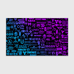 Бумага для упаковки Неоновые лого игр, цвет: 3D-принт