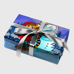 Бумага для упаковки Тигр и снеговик Новогодние, цвет: 3D-принт — фото 2