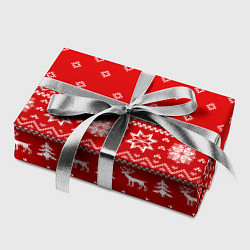 Бумага для упаковки Красный узор с оленями, цвет: 3D-принт — фото 2