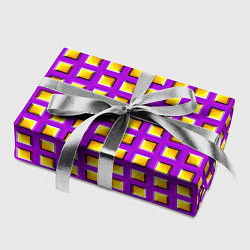 Бумага для упаковки Фиолетовый Фон с Желтыми Квадратами Иллюзия Движен, цвет: 3D-принт — фото 2