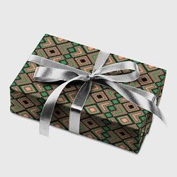 Бумага для упаковки Абстракция из черных, зеленых и бежевых квадратов, цвет: 3D-принт — фото 2