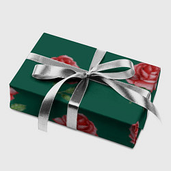 Бумага для упаковки Ярко красные розы на темно-зеленом фоне, цвет: 3D-принт — фото 2