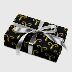 Бумага для упаковки Золотой овен на черном фоне Паттерн, цвет: 3D-принт — фото 2