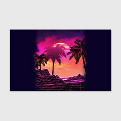 Бумага для упаковки Пальмы и пляж в розовом закате ретро дизайн, цвет: 3D-принт