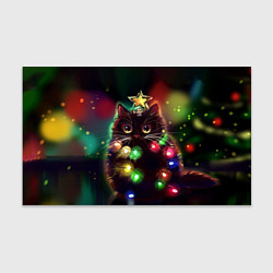 Бумага для упаковки Новогодний котик с гирляндой, цвет: 3D-принт