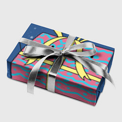 Бумага для упаковки Розовый подарок с желтой лентой под снегом на сине, цвет: 3D-принт — фото 2