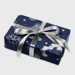 Бумага для упаковки Зимние ягоды и шишки на синем фоне, цвет: 3D-принт — фото 2